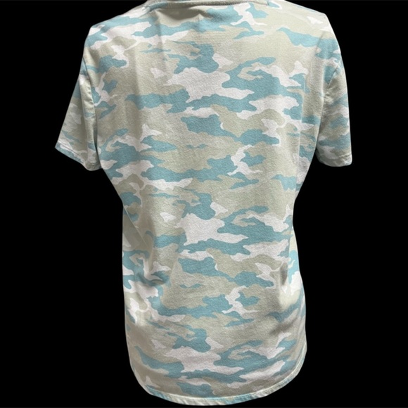 Nine West Camouflage Love Tee - Green and White Short Sleeve Crew Neck - Picture 2 of 5